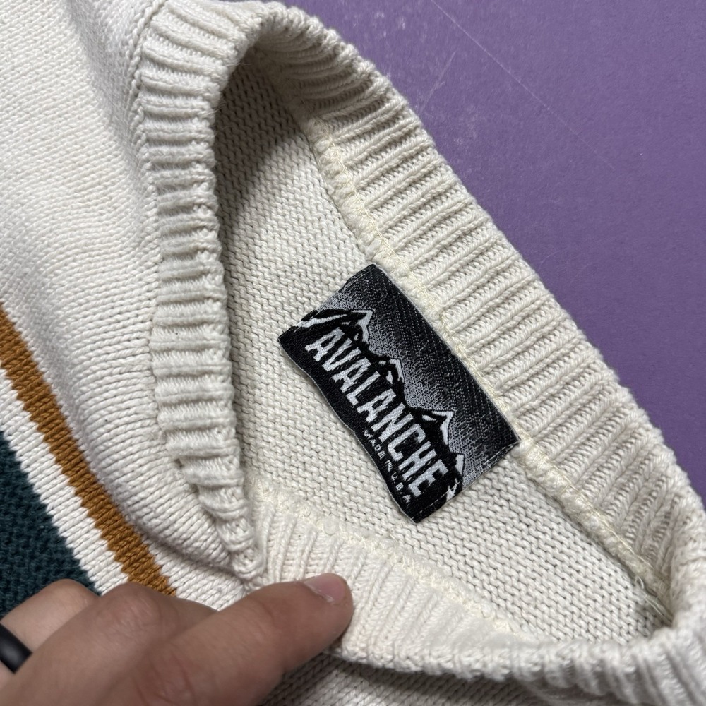 Vintage 90s Avalanche Knit Sweater Women Made In USA White Size Small - Picture 6 of 8